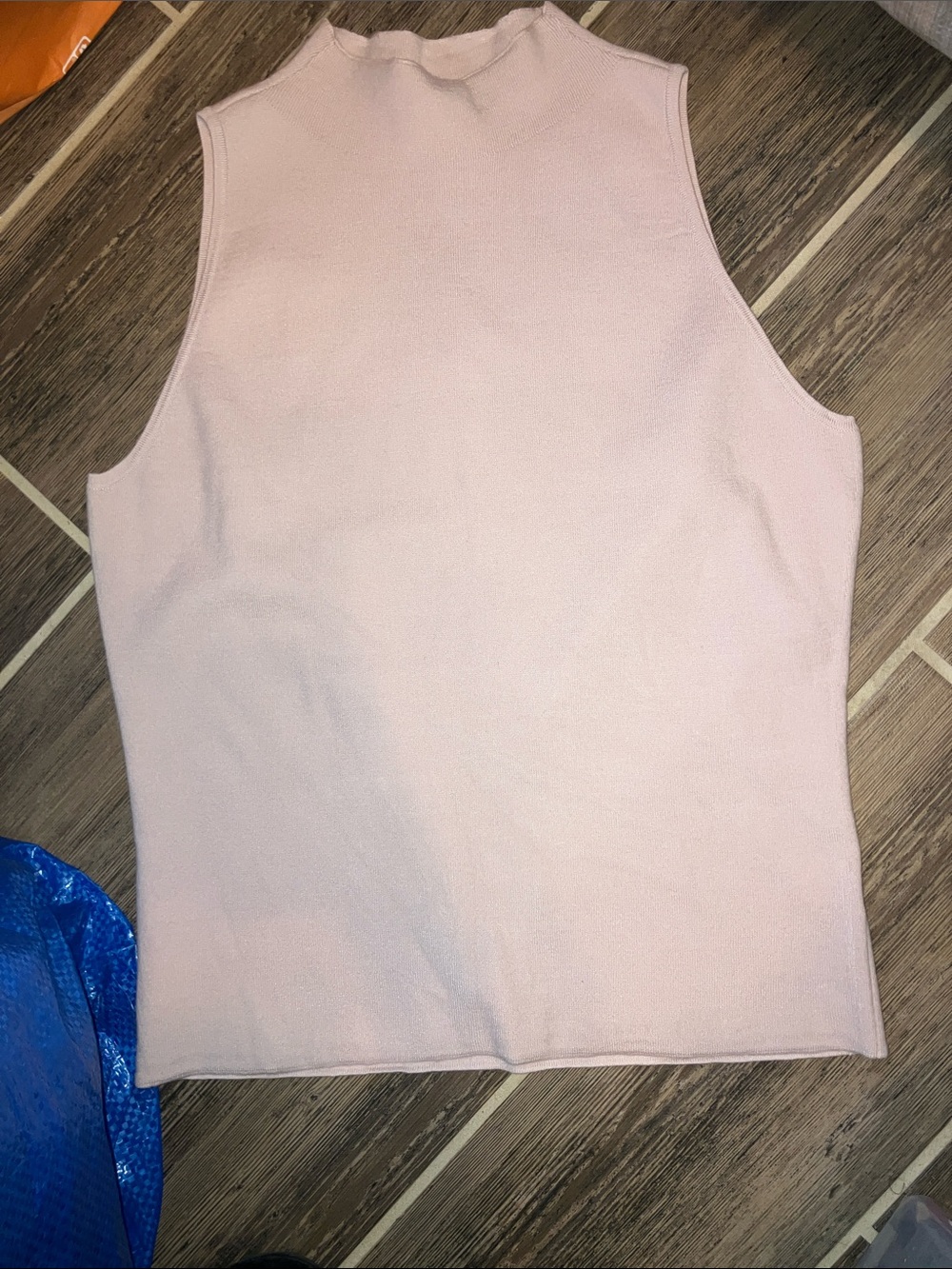 MILLY WOMENS BLUSH FUNNEL NECK TANK LARGE